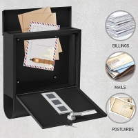 Cutie postala exterior, cu 2 chei, negru, 30, 5 x 9, 5 x 34 cm, Vivo, WMB020B